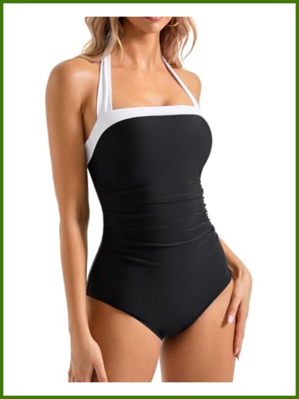 Women's Tummy Control One Piece Swimsuit Halter Retro Bathing Suit